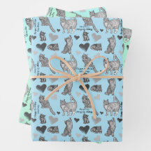 Personalisierte Katze und Geschenkpackung in 3 Far