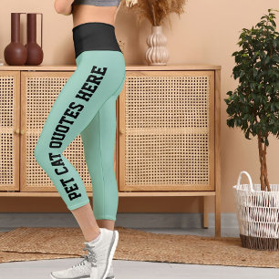 Personalisierte Katzen auf schwarzem Licht Aquamar Capri Leggings