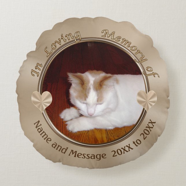 Personalisierte Katzen-Beileids-Geschenke, FOTO Rundes Kissen (Vorderseite)