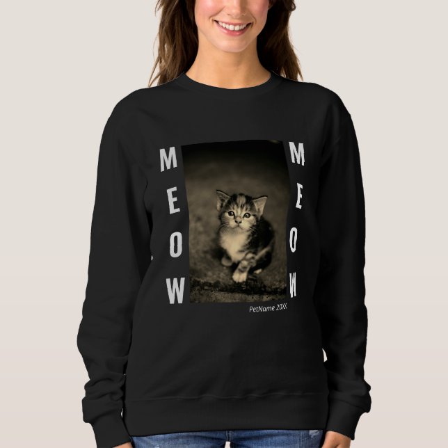 Personalisierte Katzen-Fotovorlage Frauen Sweatshi Sweatshirt (Vorderseite)