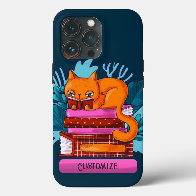 Personalisierte Katzen genehmigte Bücher Aquamarin Case-Mate iPhone Hülle (Rückseite)