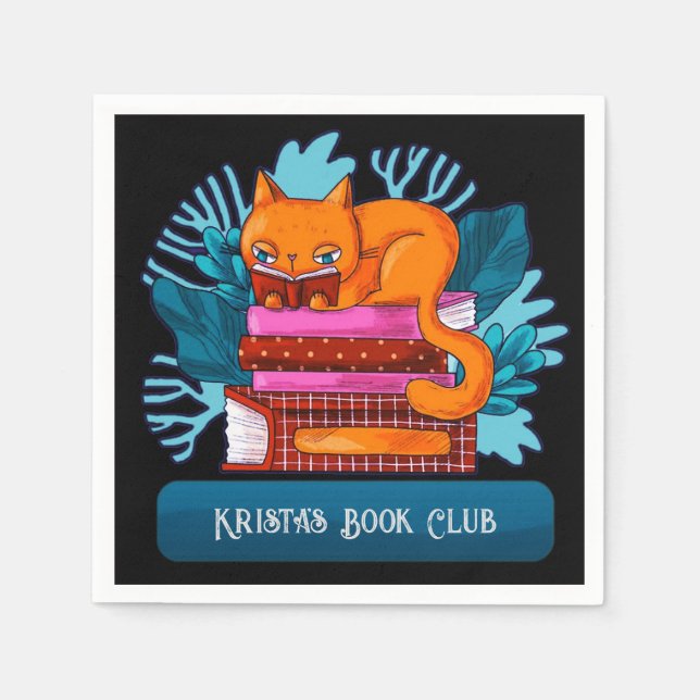 Personalisierte Katzen-genehmigte Bücher Serviette (Vorderseite)