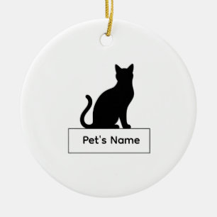 Personalisierte Katzen-Silhouette Weihnachten Haus Keramik Ornament