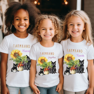 Personalisierte Katzen- und Gemüsefarmhelfer-Kinde T-Shirt