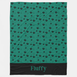Personalisierte Katzenblanket Paws Name Forest Gre Fleecedecke
