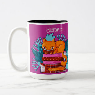 Personalisierte Katzenbücher rosa Zweifarbige Tasse