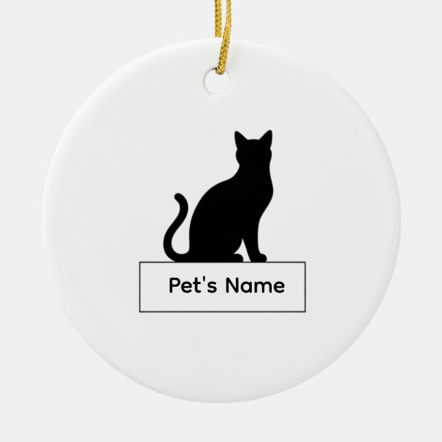 Personalisierte Katzensilhouette Weihnachten Haust Keramik Ornament (Vorne)