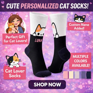 Personalisierte Katzensocken mit Namen – Geschenke Socken