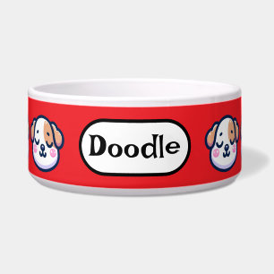 "Personalisierte Kawaii Dog Bowl mit Name-Tag" Napf