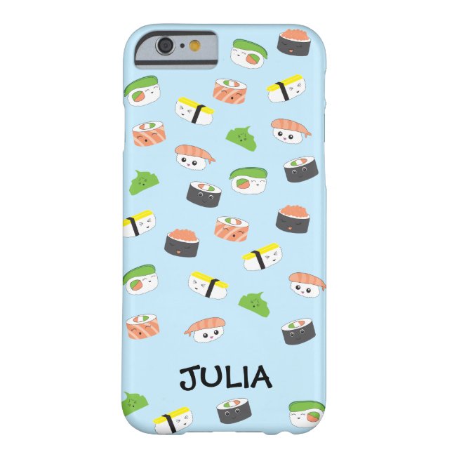 Personalisierte Kawaii-Illustration Blau Sushi Case-Mate iPhone Hülle (Rückseite)