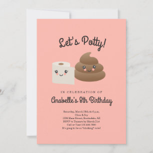 Personalisierte Kawaii-Kotz & Klopapier-Party Einladung