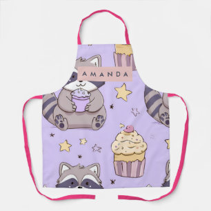 Personalisierte Kawaii-Waschbären mit Cupcake-Must Schürze