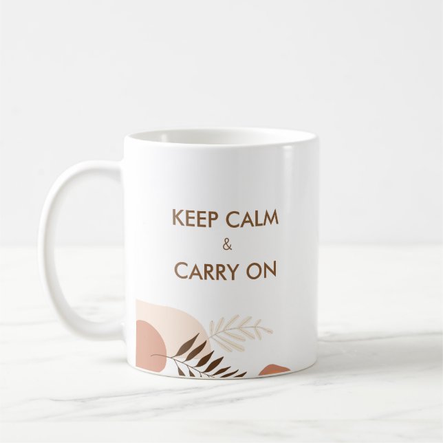 Personalisierte Keep Calm & Carry On Moderne Elega Kaffeetasse (Links)