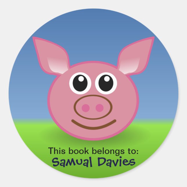 Personalisierte Kennzeichnung von rosa Schweinefle Runder Aufkleber (Vorderseite)