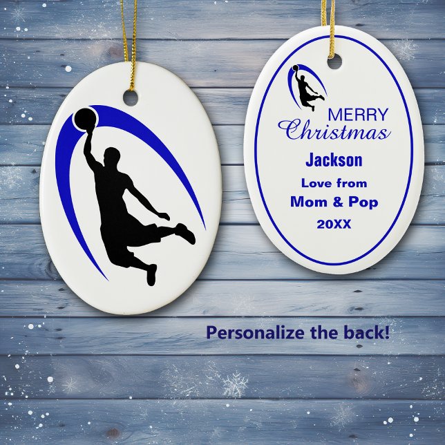 Personalisierte Keramik des Blue Basketball-Logos  Ornament (Von Creator hochgeladen)