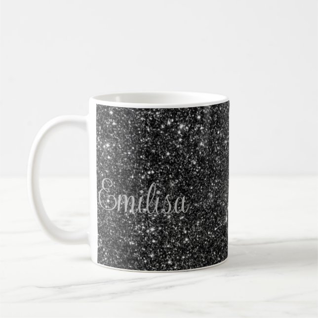 Personalisierte Keramik mit Funkelnd Silbernamen T Kaffeetasse (Links)