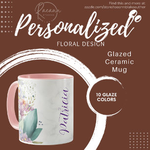 Personalisierte Keramik-Tasse mit Blumendesign Tasse