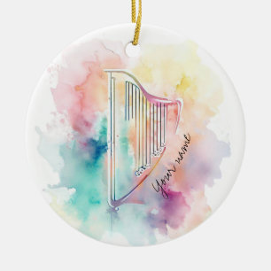 Personalisierte Keramik Wasserfarbe Harfe Ornament