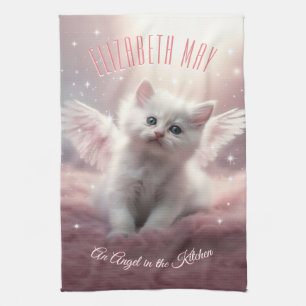 Personalisierte KI-Generierte Kitten Angel Wings Geschirrtuch