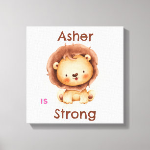 Personalisierte Kids-Affirmation   Strong Lion Leinwanddruck