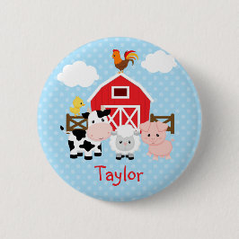 Personalisierte Kids-Buttons für Nutztiere (blau) Button