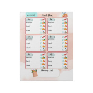 Personalisierte Kid's Meal Plan+Nutrition Karo Box Notizblock