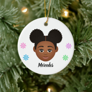 Personalisierte Kids Naturhaar Keramik Ornament
