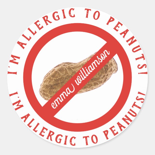 Personalisierte Kids Peanut Allergie Runder Aufkleber (Vorderseite)