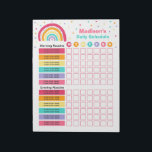 Personalisierte Kids Rainbow Daily Schedule Routin Notizblock<br><div class="desc">Personalisierte Kids Rainbow Daily Schedule Routine Notepad</div>