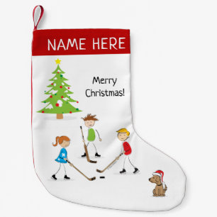 Personalisierte Kids spielen Tandemhockey Kleiner Weihnachtsstrumpf