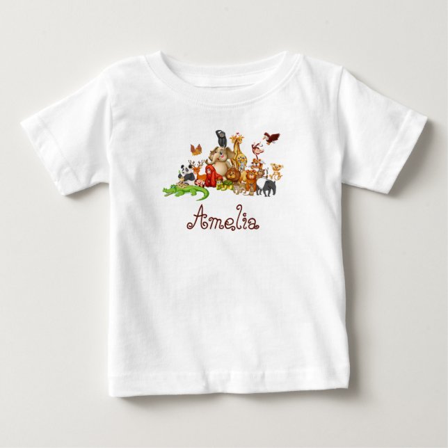 Personalisierte Kidtiere Baby T-shirt (Vorderseite)