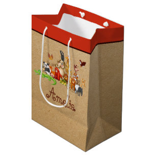 Personalisierte Kidtiere Mittlere Geschenktasche Mittlere Geschenktüte