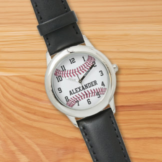 Personalisierte Kinder Boys Baseball beobachten Armbanduhr