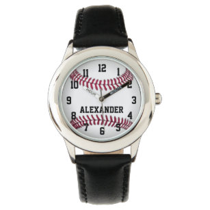 Personalisierte Kinder Boys Baseball beobachten Armbanduhr