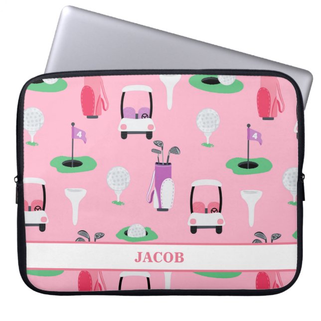 Personalisierte Kinder Golfer Golfcart Golfing Spo Laptopschutzhülle (Vorderseite)