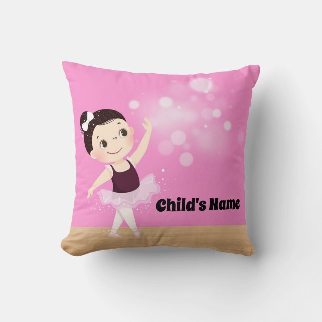 Personalisierte Kinder Pink Ballerina Kissen (Vorderseite)