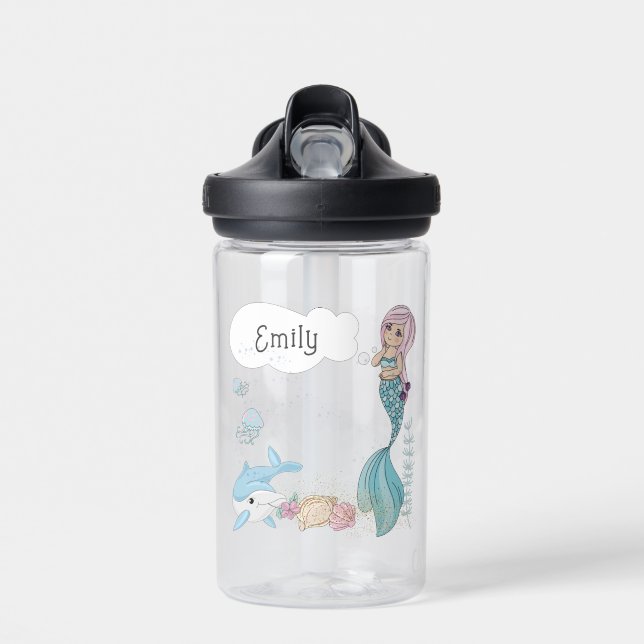 Personalisierte Kinder Wasser Flasche W. Name - Hi (Vorne)