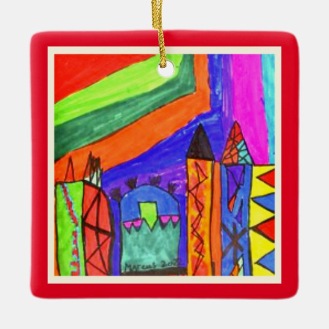 Personalisierte Kinder Weihnachten Keramikornament (Vorderseite)