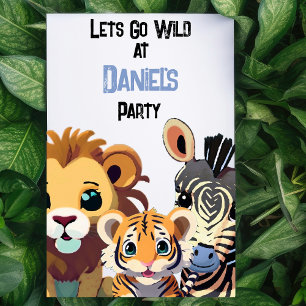 Personalisierte Kinder Wildes tierisches Party Einladung