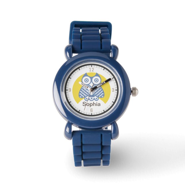 Personalisierte Kinderbetreuung | Owl Theme Armbanduhr (Vorderseite)