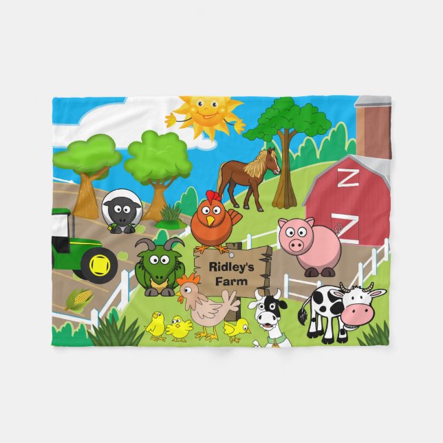 Personalisierte Kinderfarm Fleecedecke (Vorderseite (Horizontal))