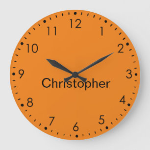Personalisierte Kinderorange Große Wanduhr