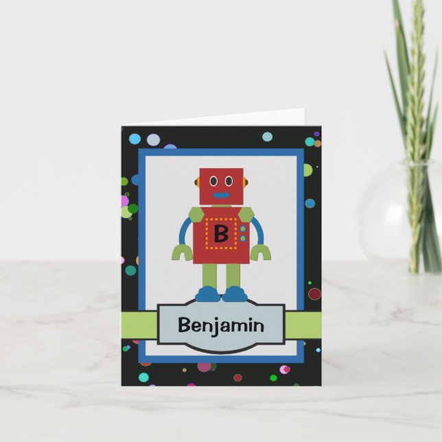 Personalisierte Kinderroboter-Karte Dankeskarte (Vorderseite)
