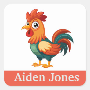 Personalisierte Kindersticker bunt Quadratischer Aufkleber