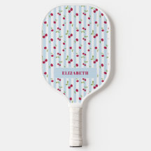 Personalisierte Kirschblaue Streifen Retro Cute
