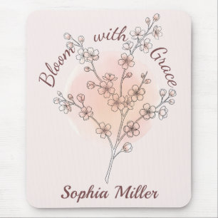 Personalisierte Kirschblüten-Blumen Custom Name Mousepad