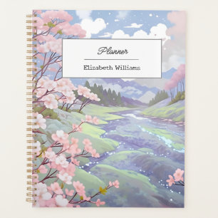 Personalisierte Kirschblüten Pastell Wasserfarbe Planer