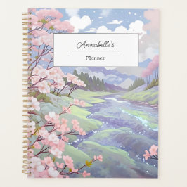 Personalisierte Kirschblüten Pastell Wasserfarbe Planer