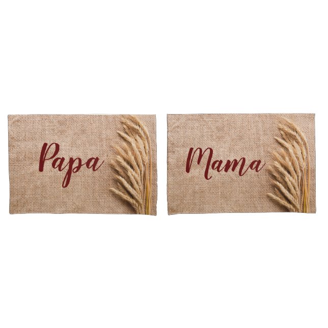 Personalisierte Kissen Hüllen Weizen auf Burlap Sa Kissenbezug (Vorderseite-Set)