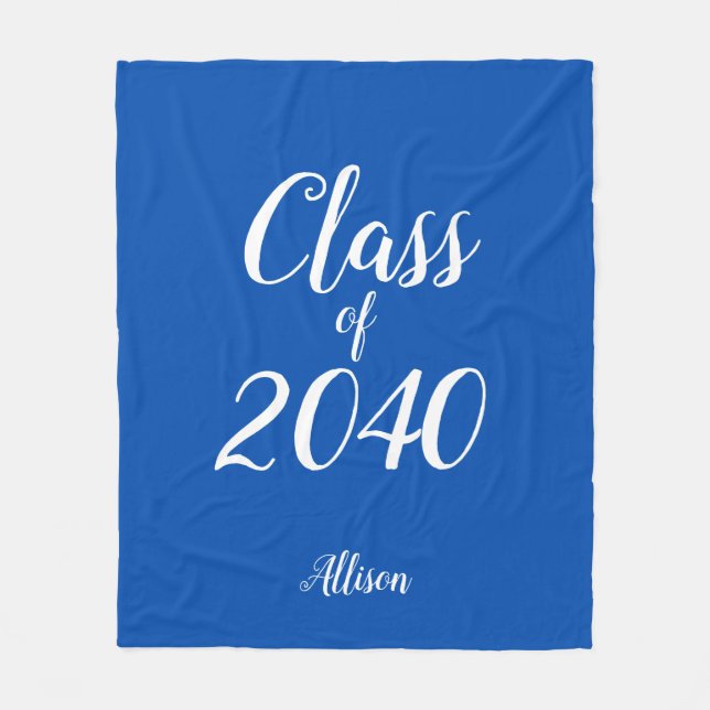 Personalisierte Klasse des Abschlusses Royal Blue  Fleecedecke (Vorderseite)